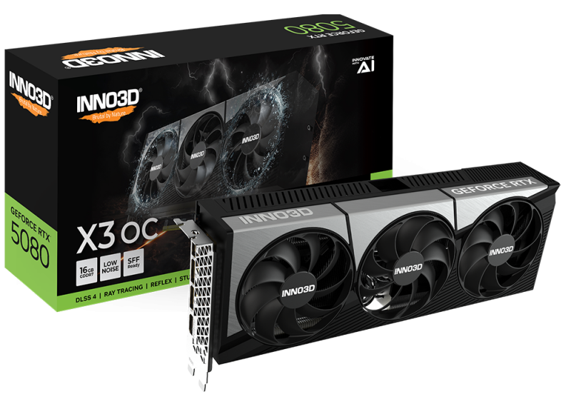 INNO3D GeForce RTX 5080 X3 OC | 16GB GDDR7 | 4K Gaming & AI | Videokaart | NVIDIA