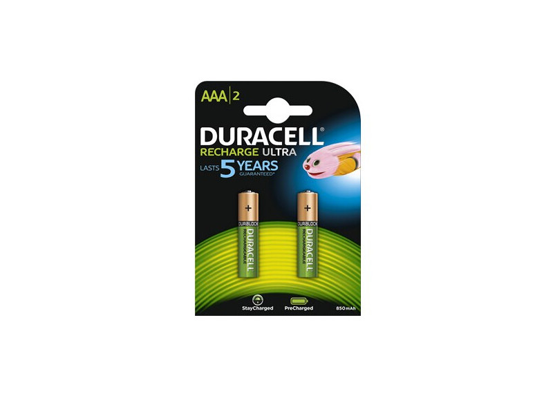 AAA Duracell Recharge Ultra 850mAh NiMH 2 stuks blister
